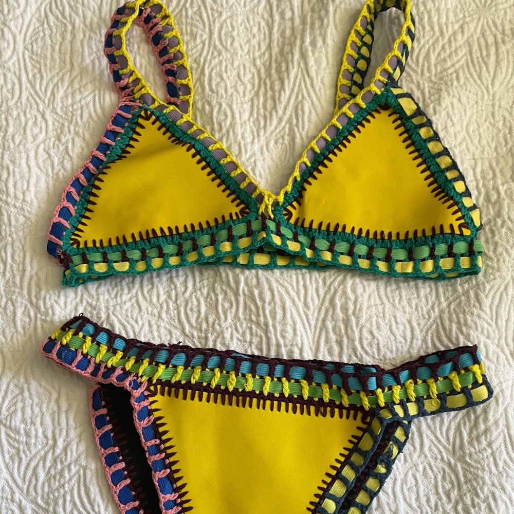 Kiini style yellow bathing suit triangle bikini